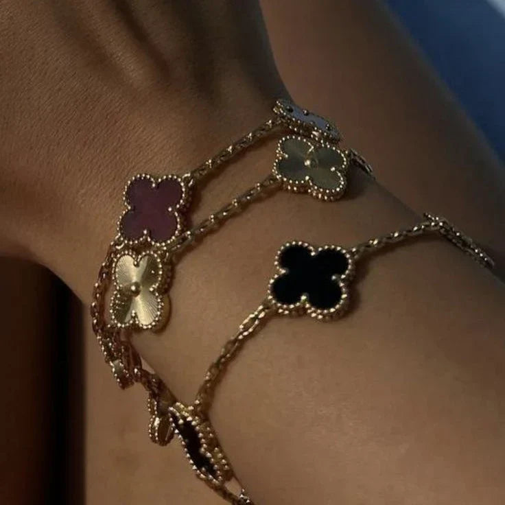 CLOVER | Schwarz/Silber Armband