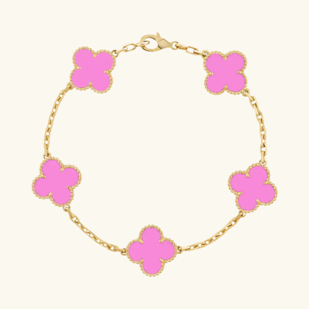 CLOVER | Bracelet rose néon doré