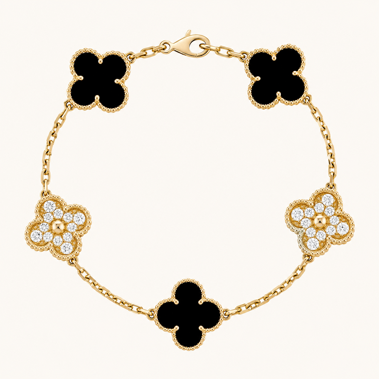 CLOVER | Goldenes Schwarzes Armband Prestige