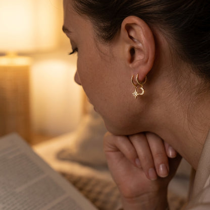 Celeste Moon & Star Hoops