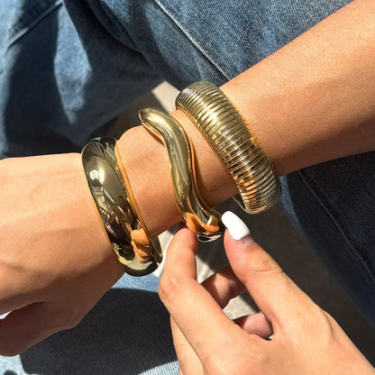 Luneth Sculptural Gold Bangle Set