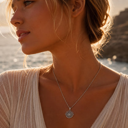 Celestial Compass Silver Necklace