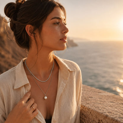 Pearl Layered Silver Necklace