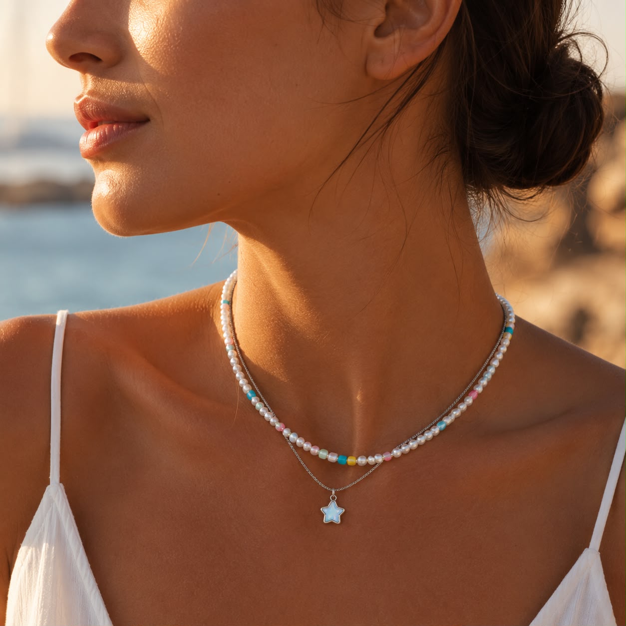 Star Pearl Layered Necklace