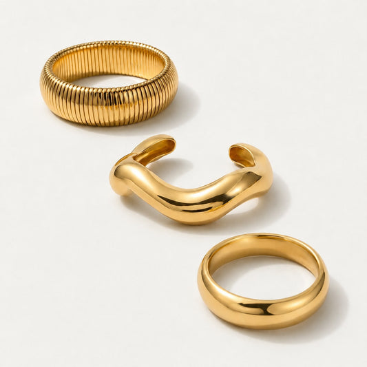Luneth Sculptural Gold Bangle Set