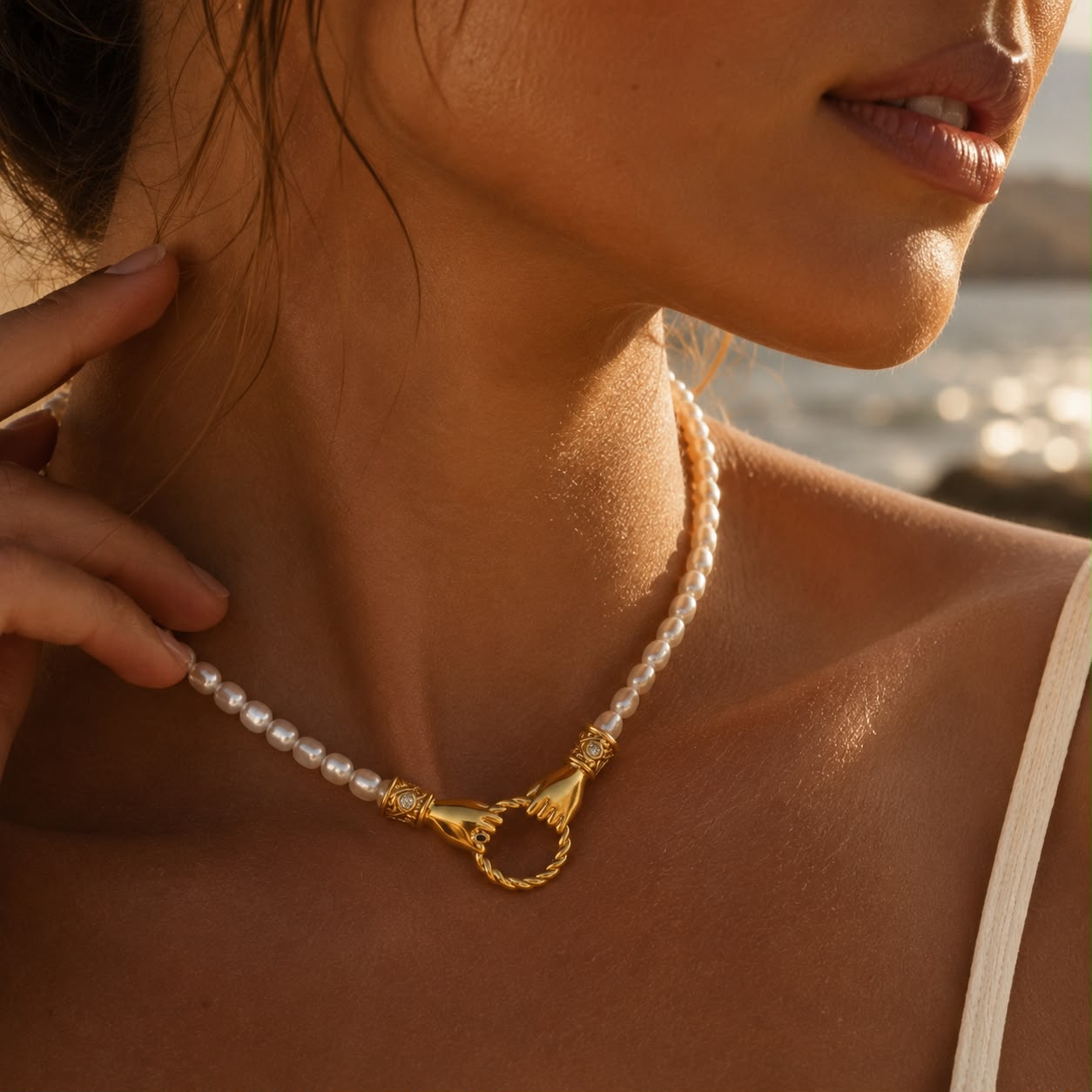 Eterna Holding Hands Necklace