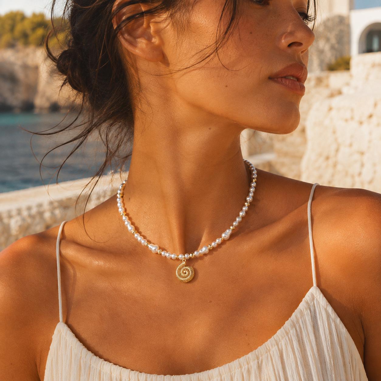 Nerina Pearl Seashell Necklace
