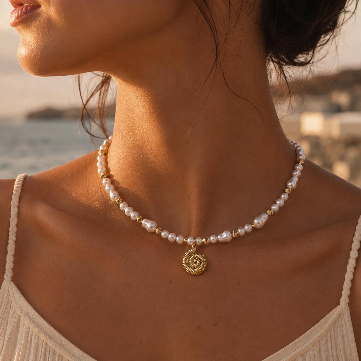 Nerina Pearl Seashell Necklace