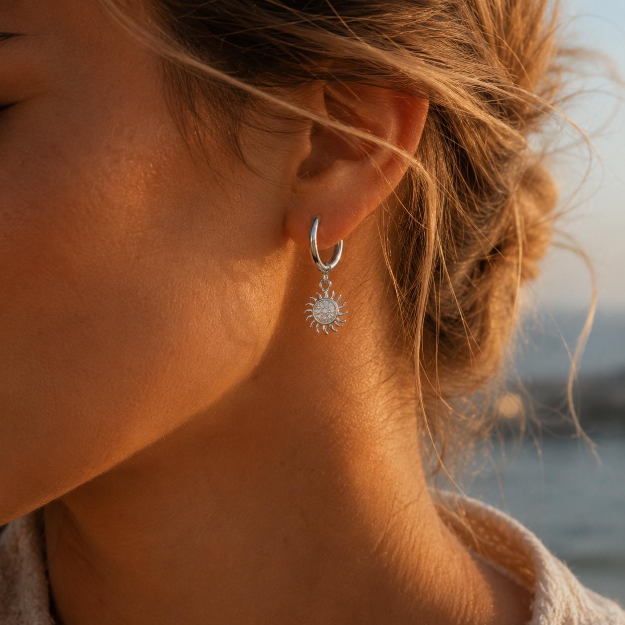 Radiant Sun Charm Hoops