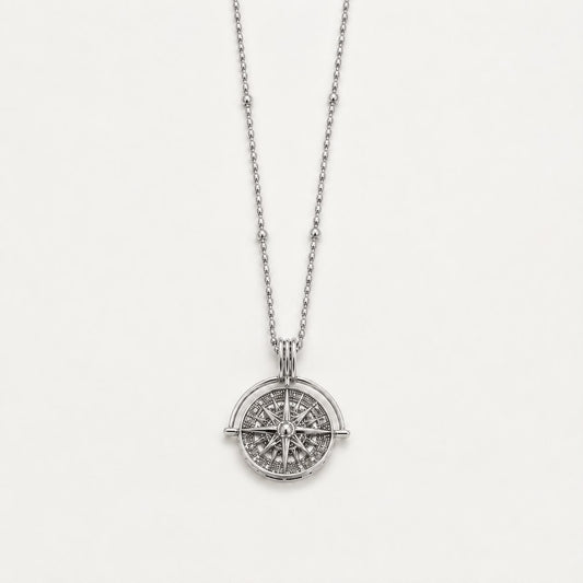Celestial Compass Silver Necklace