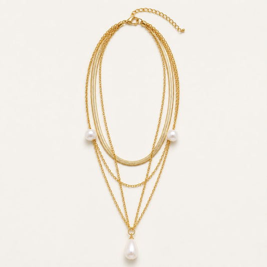 Serene Pearl Layered Necklace Set