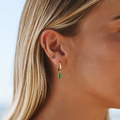 Emerald Glow Hoop Earrings
