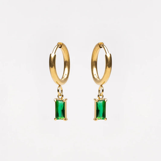 Emerald Glow Hoop Earrings