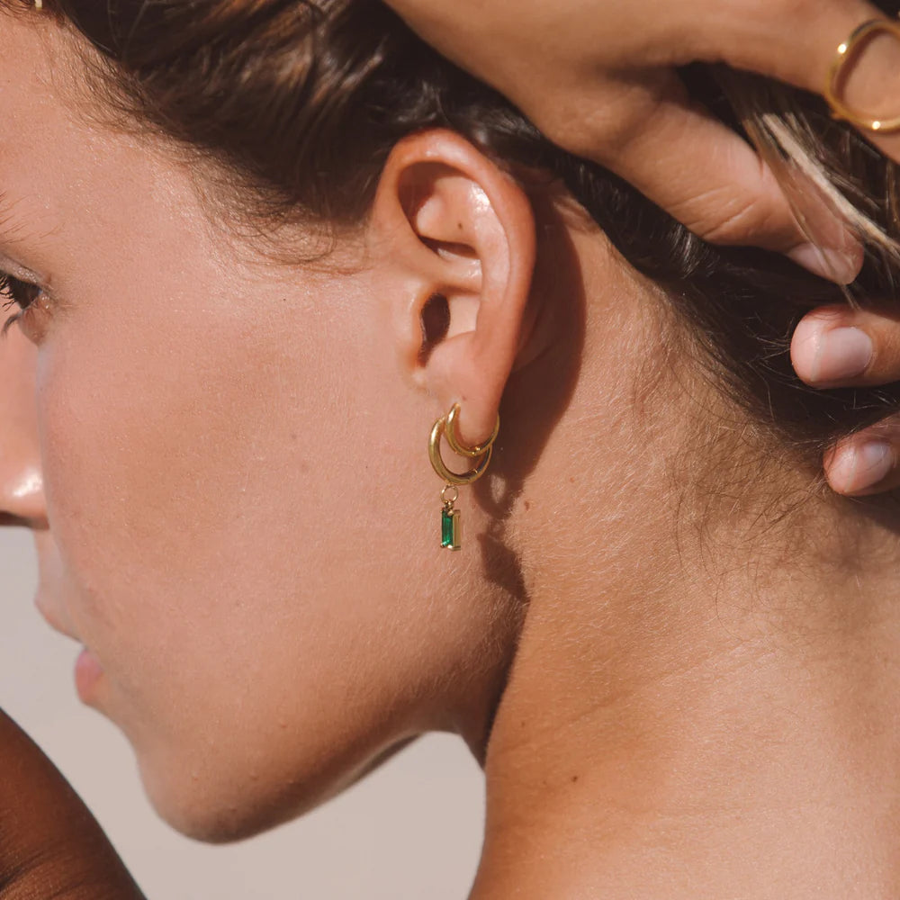 Emerald Glow Hoop Earrings